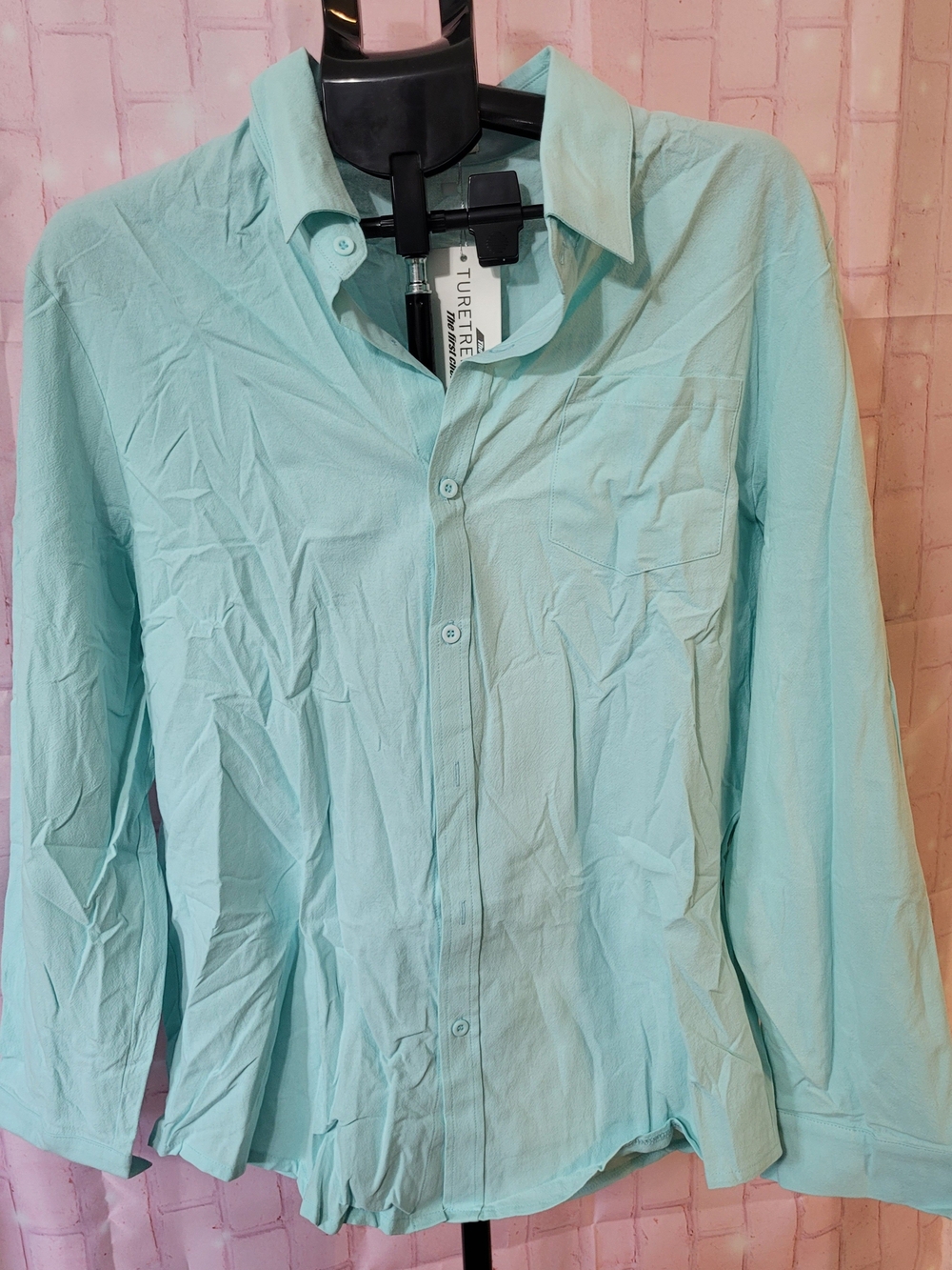 2pc Set Women's Mint Button-Front Shirt And White Short Size L